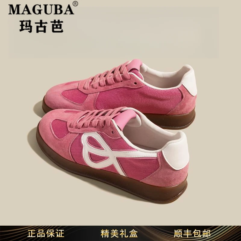 玛古芭女鞋厚底增高防滑休闲鞋女新款时尚百搭网面透气运动德训鞋