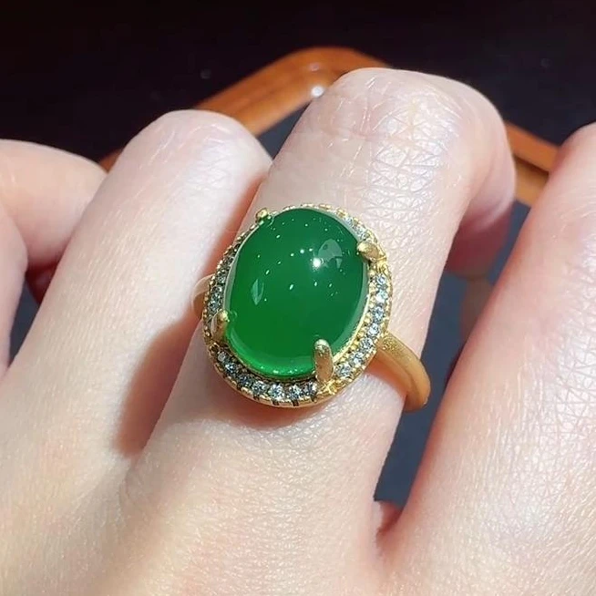 江德洋珠宝ST7928【玉甲珠宝】金绿宝绿蛋面玛瑙戒指-多样性发货