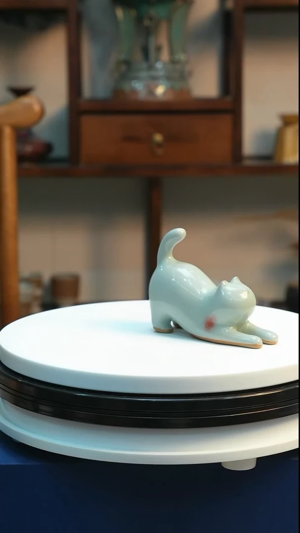 天青色小猫摆件