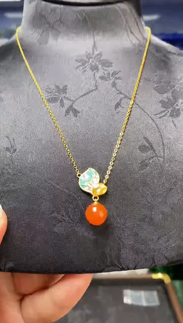 颈饰银S925镶嵌南红玛瑙DZ6942