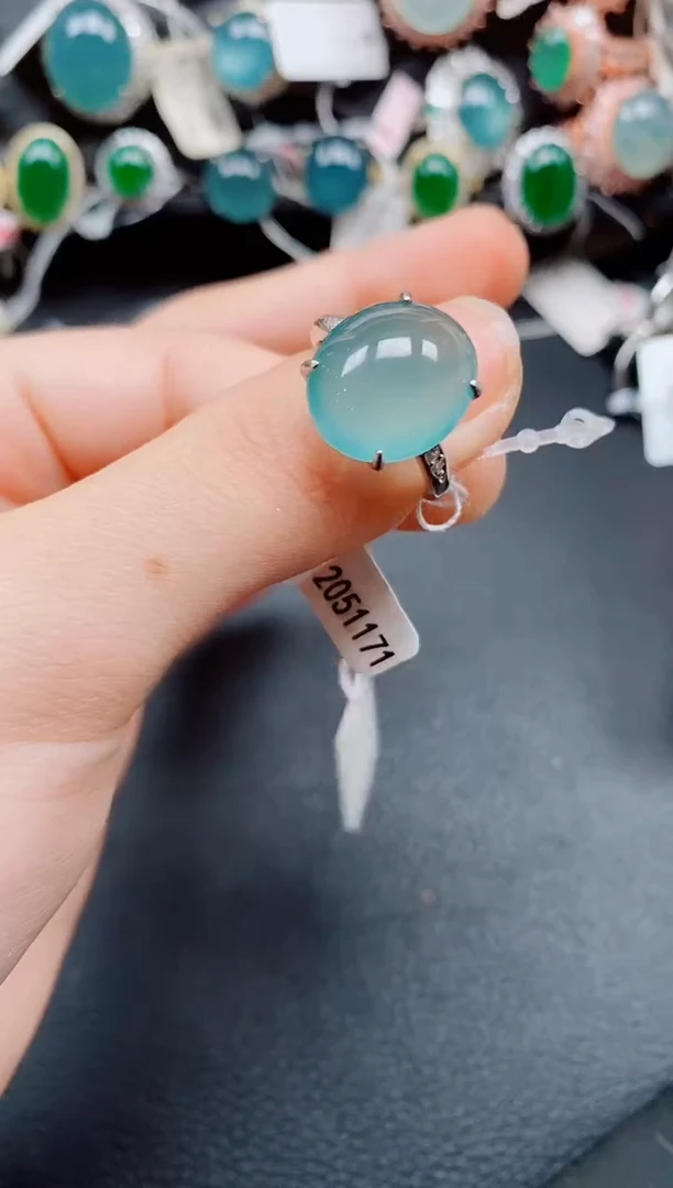 银S925镶嵌戒指翡翠翡翠