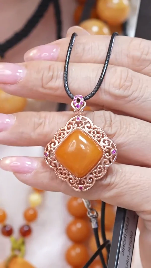 蜜蜡颈饰银S925镶嵌5578天然蜜蜡珠宝奇石云端妖孽全部保真