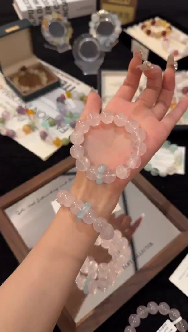 合金手链水晶粉水晶x3059