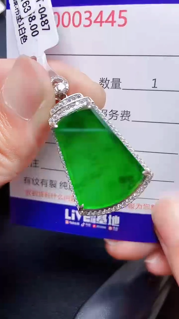 颈饰银S925镶嵌翡翠3445