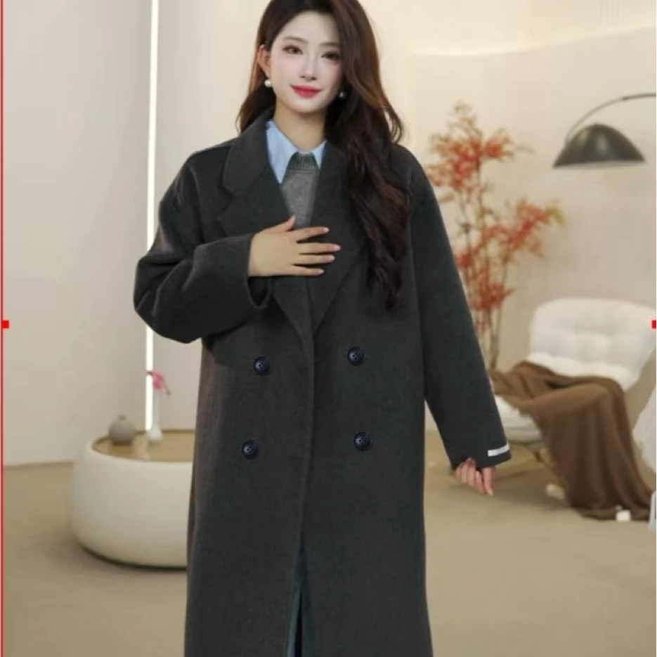 2025冬季新款韩版大衣加棉加厚羊毛呢外套大衣宽松加厚外套