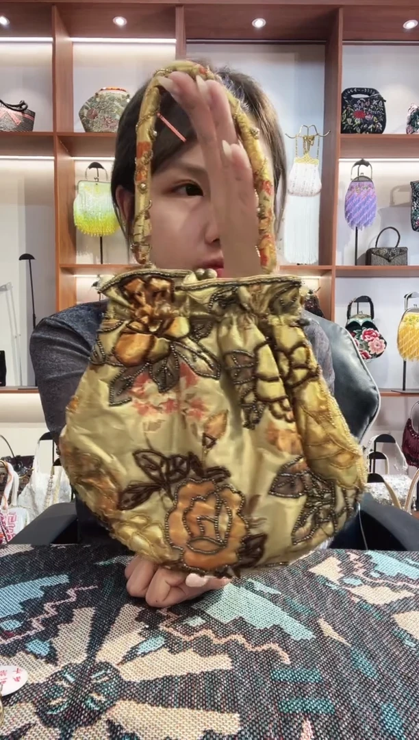 织物6号手工珠珠包包腋下斜跨包手拿包手提晚宴包