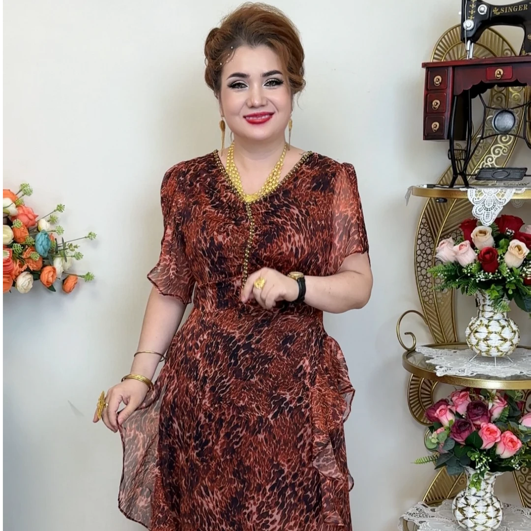 MAYEIL/迈艺丽（853）夏季时尚轻奢收腰气质豹纹连衣裙