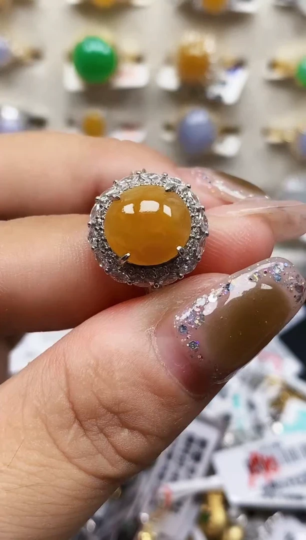 银S925镶嵌戒指翡翠0038