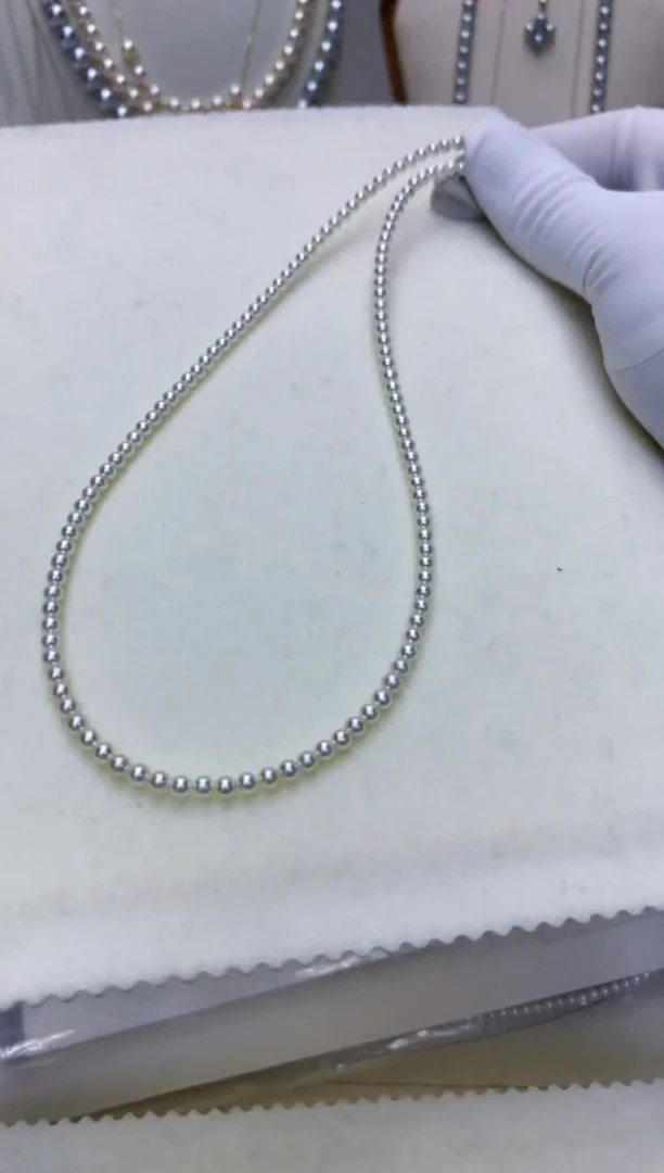 【闪购商品】海水珍珠饰品18K金镶嵌3-3.5彩凛满珠链带大证
