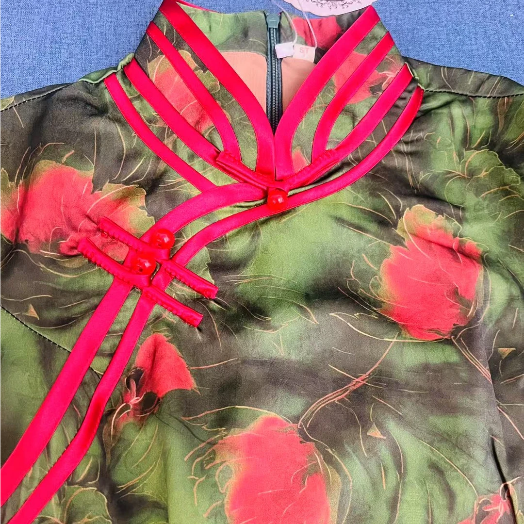 白幼秀3280款民国风优雅中长款复古夏季显瘦中式旗袍大码气质