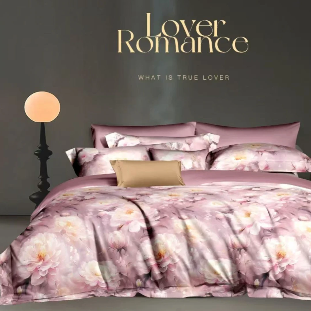 120支新疆棉加厚100棉纯棉喷气印花四件套：黎明花境