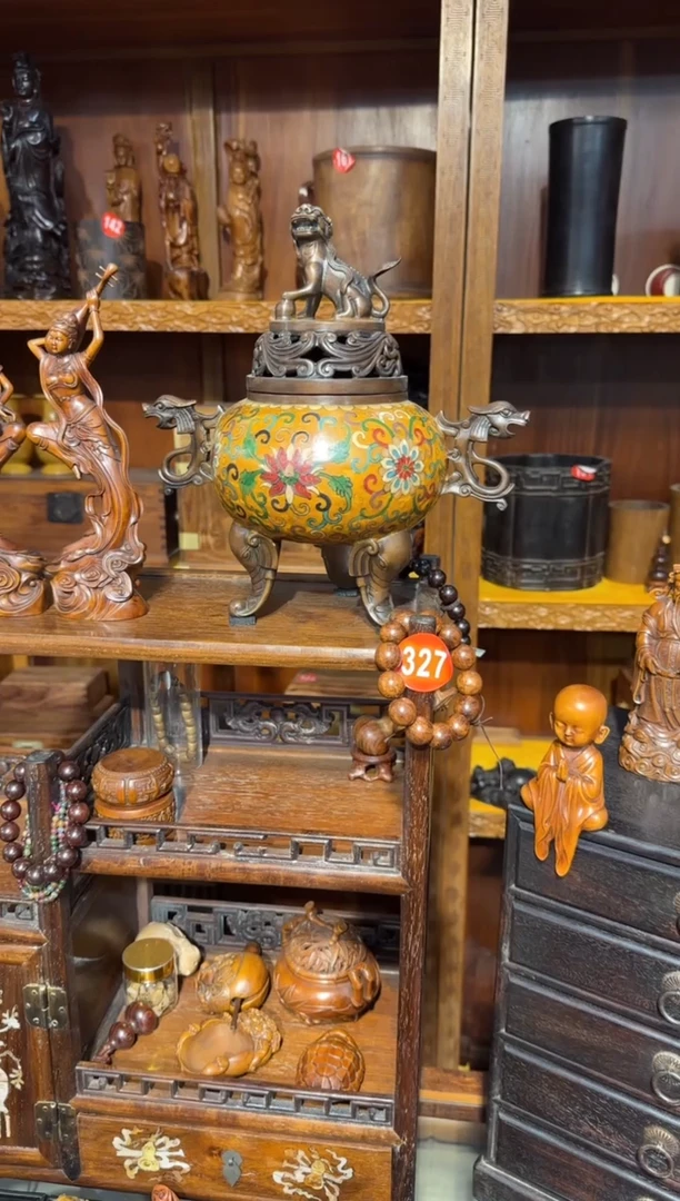 木木头款景泰蓝黄香炉1280