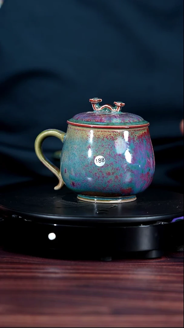 188#李盼龙一级品原矿钧瓷如意办公杯