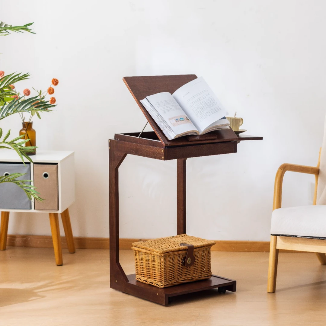 多功能移动边几置物桌家用沙发床边桌电脑娱乐落地翻盖学习桌