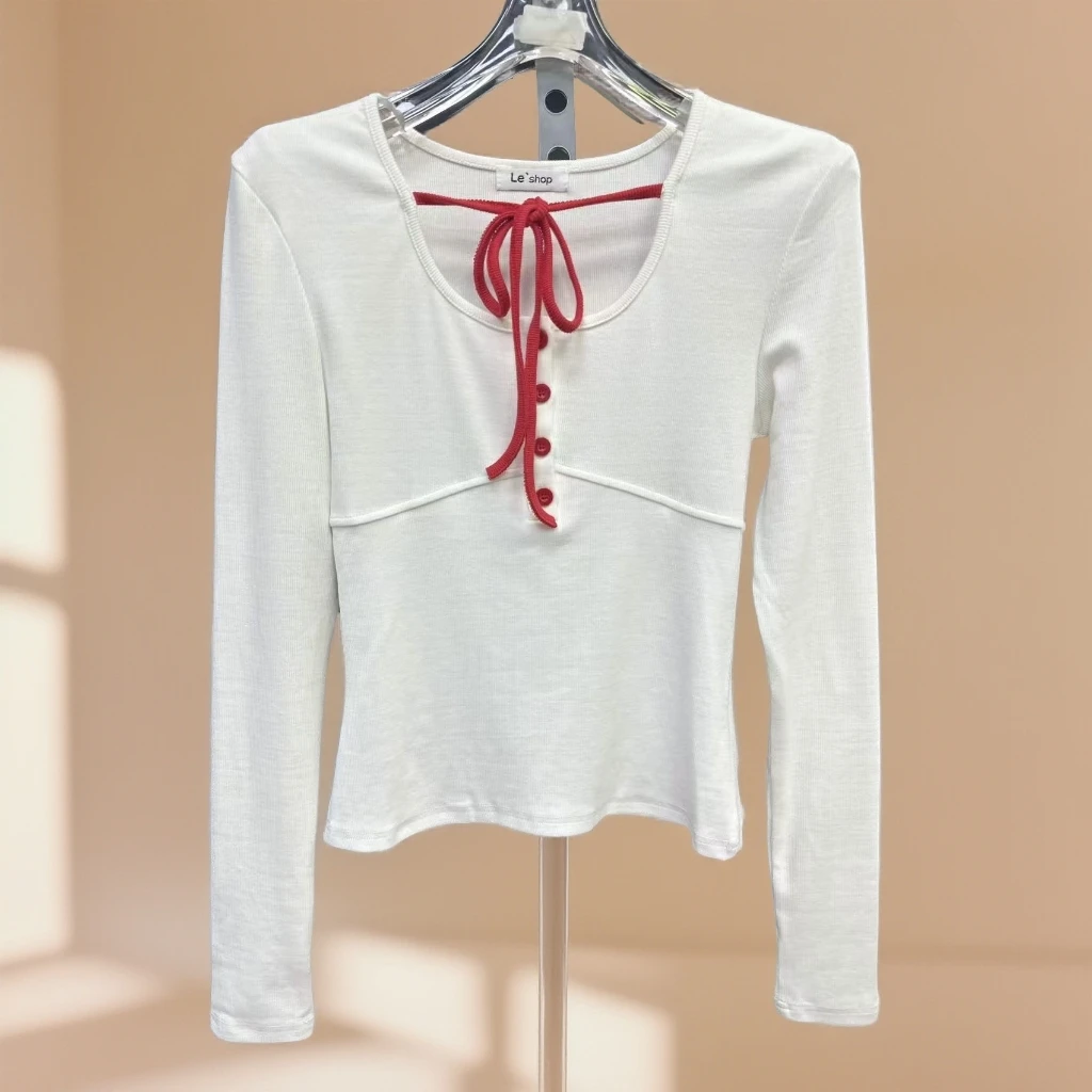 【晨浠定制】新款长袖圆领显瘦T恤上衣打底2196