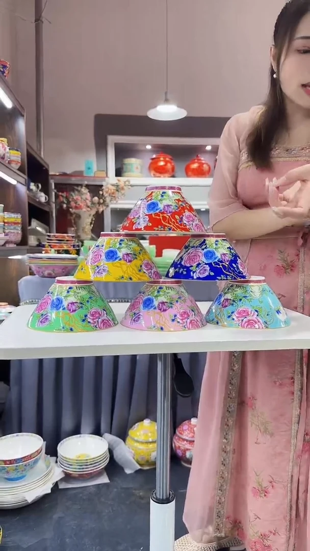 瓷片6英寸斗笠面碗6个景德镇陶瓷