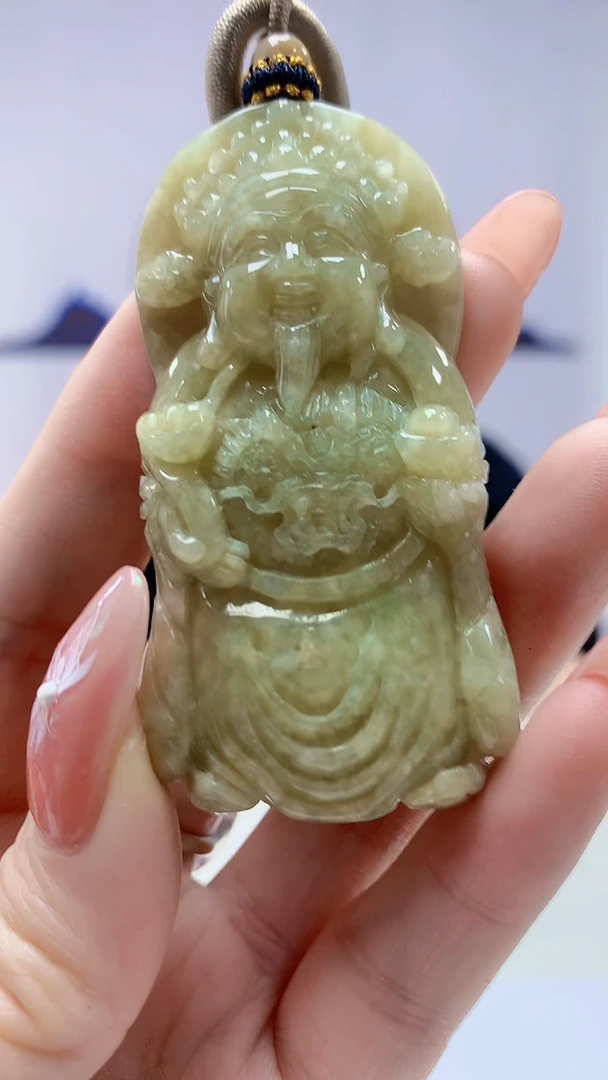 【闪购商品】定制翡翠未镶嵌4917DD-毛货挂件财神64