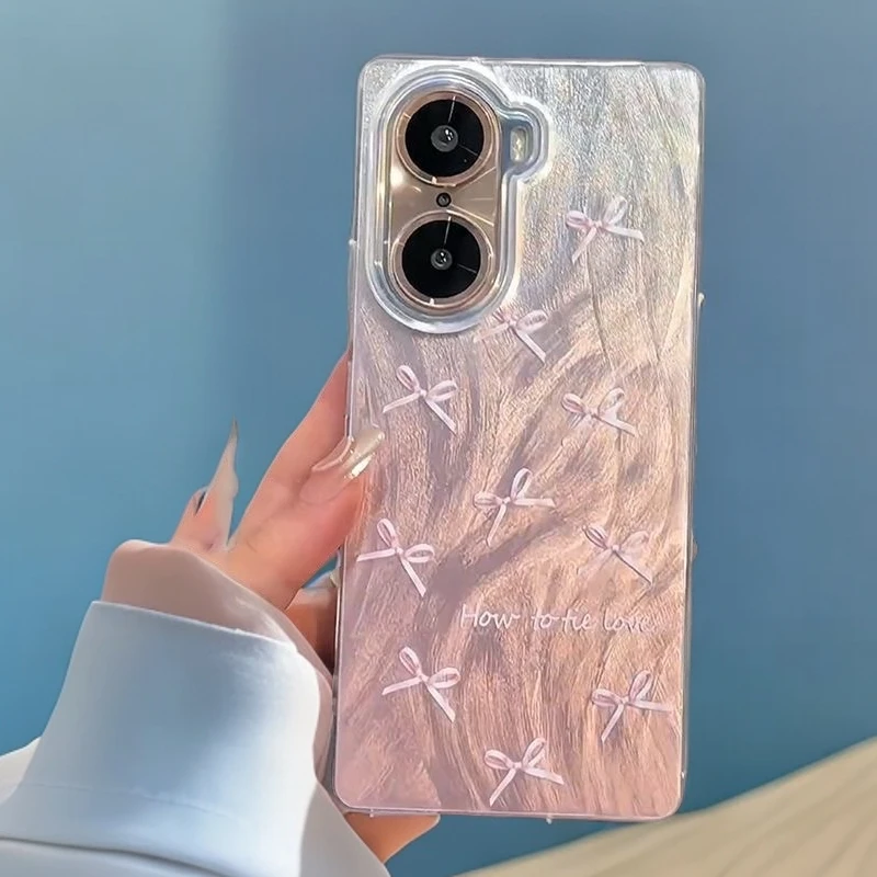 蝴蝶结适用荣耀60手机壳渐变羽纱新款60Pro高级女款防摔高级外套
