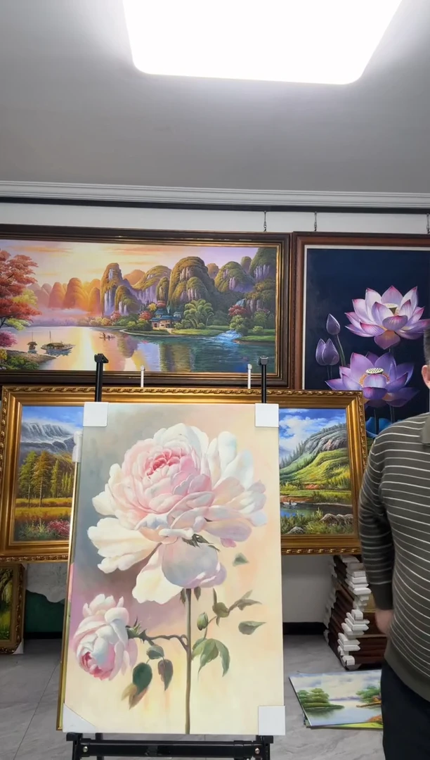 【闪购商品】油画纯手绘油画山茶花艺宝