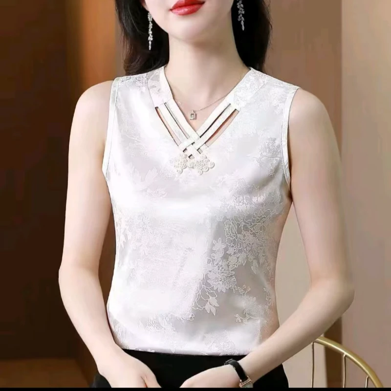 高级吊带背心重磅设计时髦夏季新款气质百搭上衣无袖打底缎面