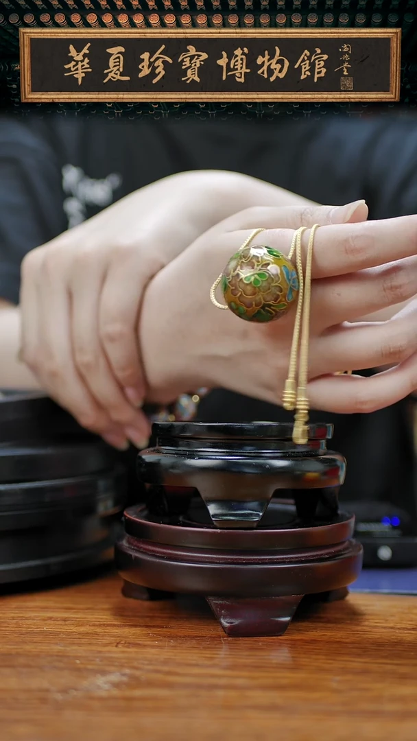 非遗 景泰蓝3.0烧银蓝花卉珠子 黄
