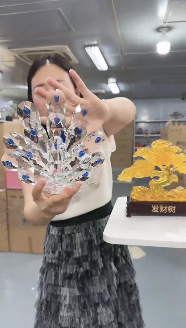 花间集水晶琉璃摆设    孔雀