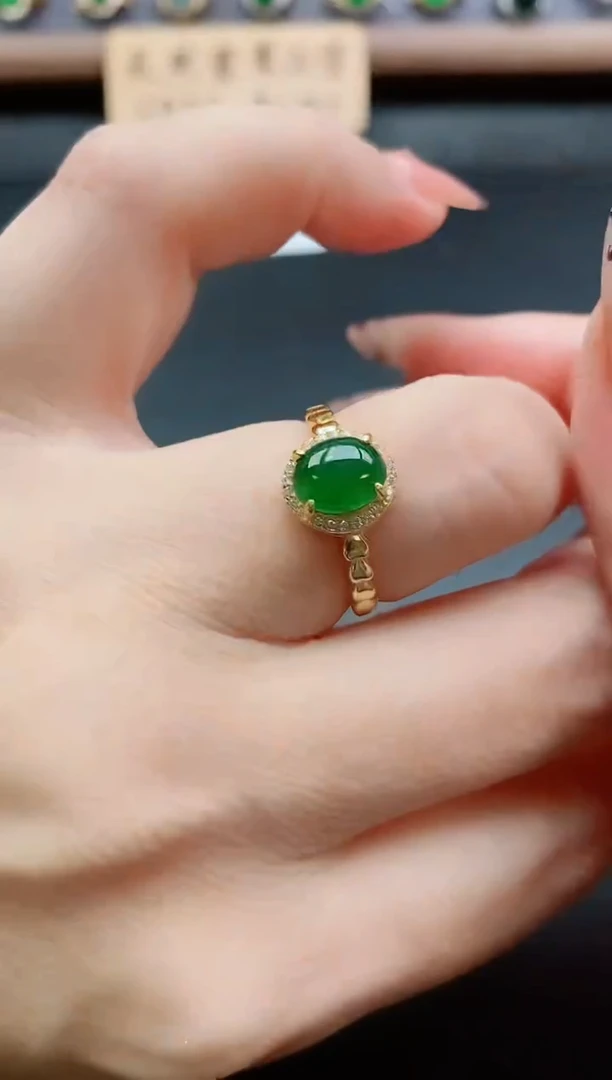 银S925镶嵌戒指翡翠1