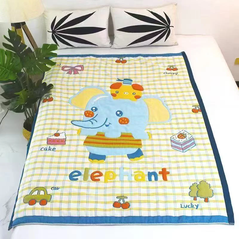 【温暖居家】棉纱面包被120x150cm-方格小象