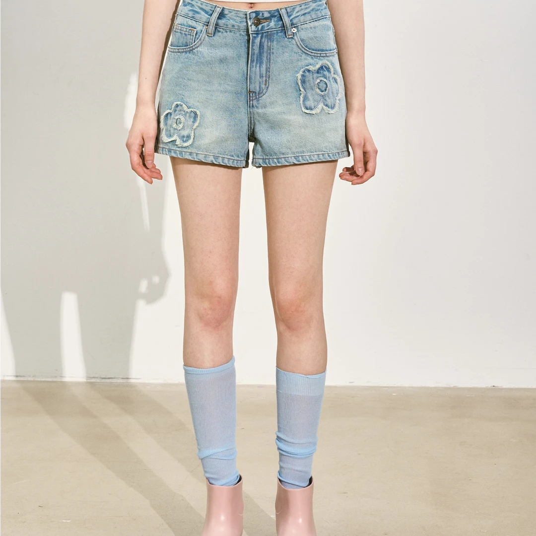 SOMESOWE【王雪糕专属】毛边花朵流浪短裤