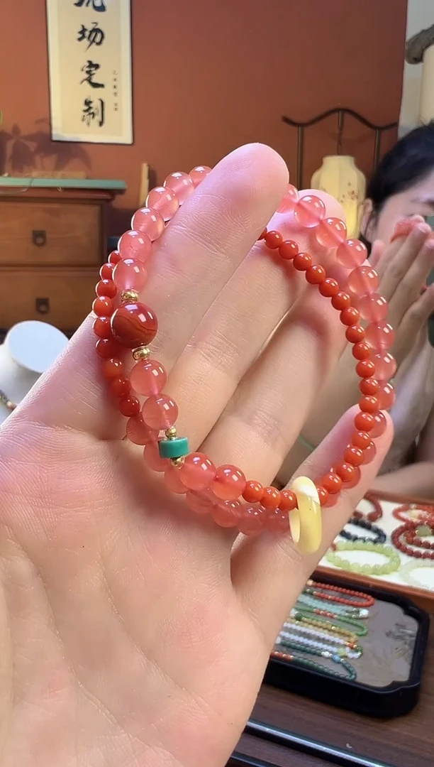手串/手链小叶紫檀月***^南红