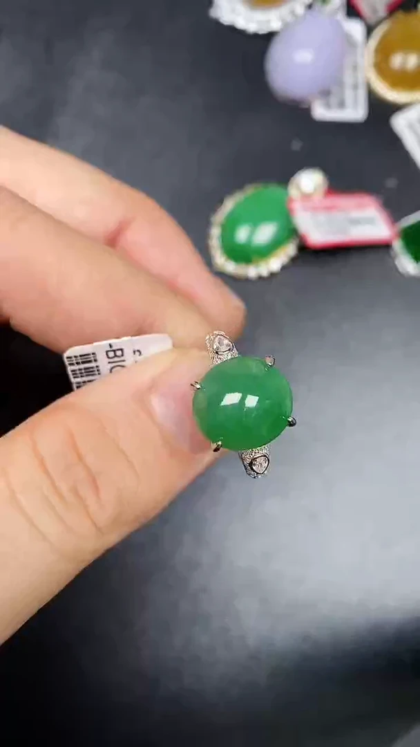 银S925镶嵌戒指翡翠3150