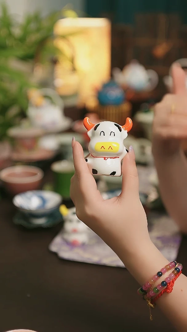 陶瓷茶具奶牛茶宠
