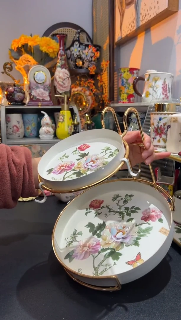 外贸陶瓷家居百货-双层铁艺置物架