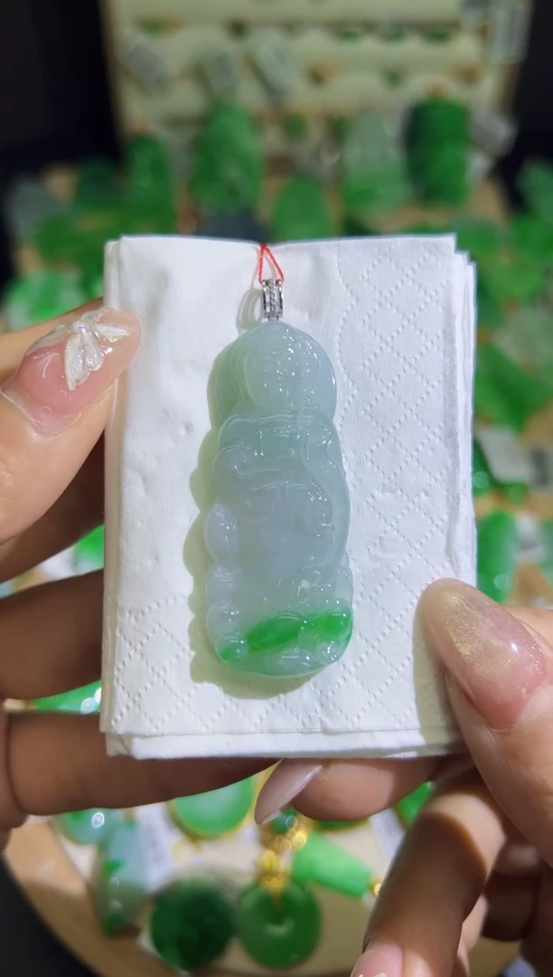 【闪购商品】翡翠颈饰18K金镶嵌Q缅料A货翡翠/支持复检/一件