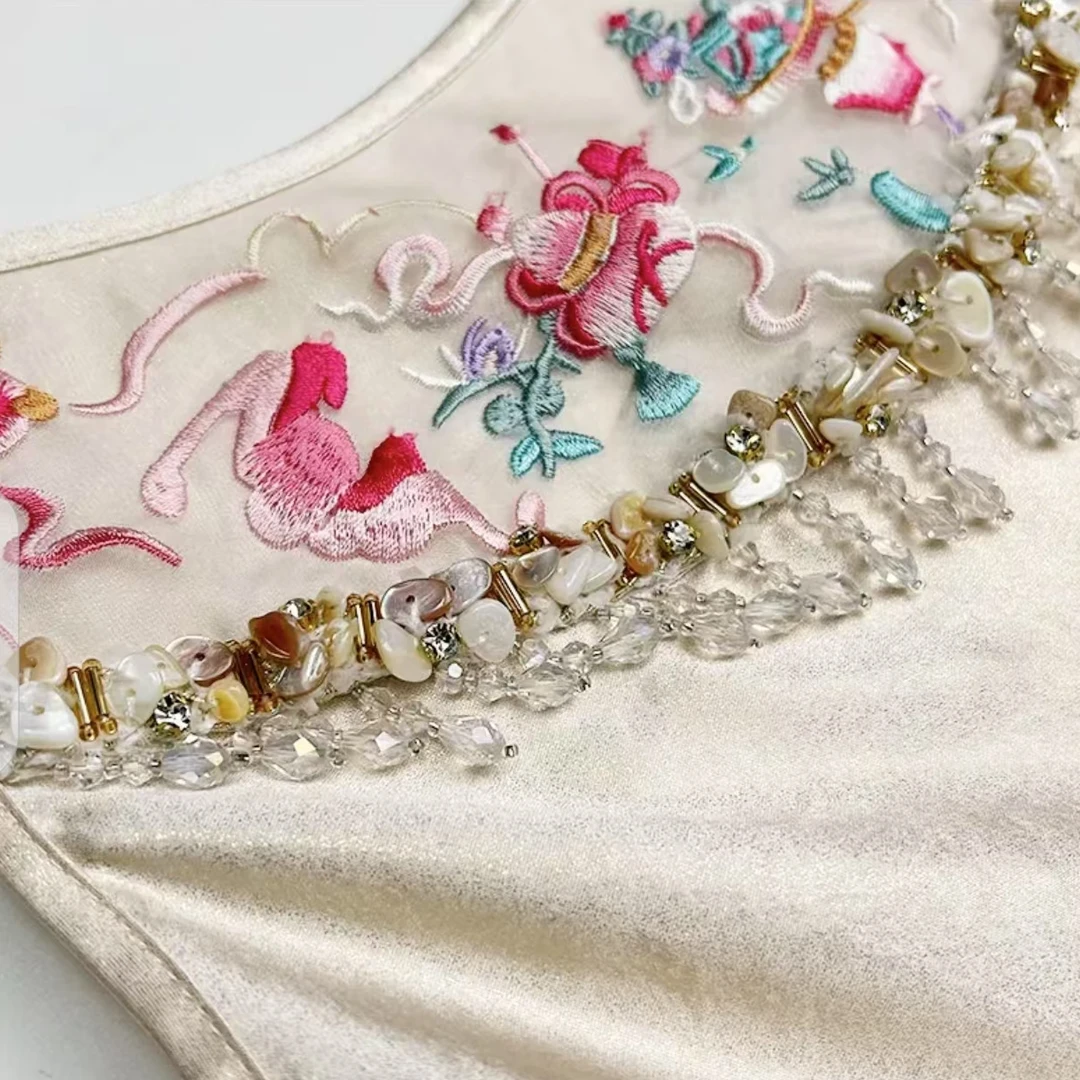 （容容专属）休闲风女重工刺绣民族夏季明制绣花古风吊带裙25078