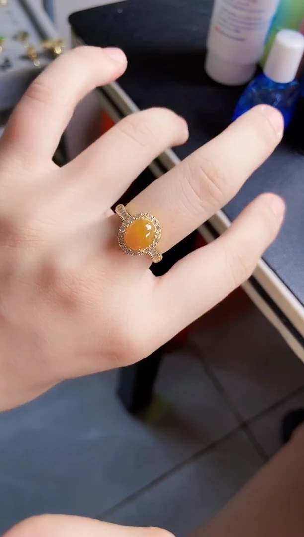 翡翠戒指银S925镶嵌48989