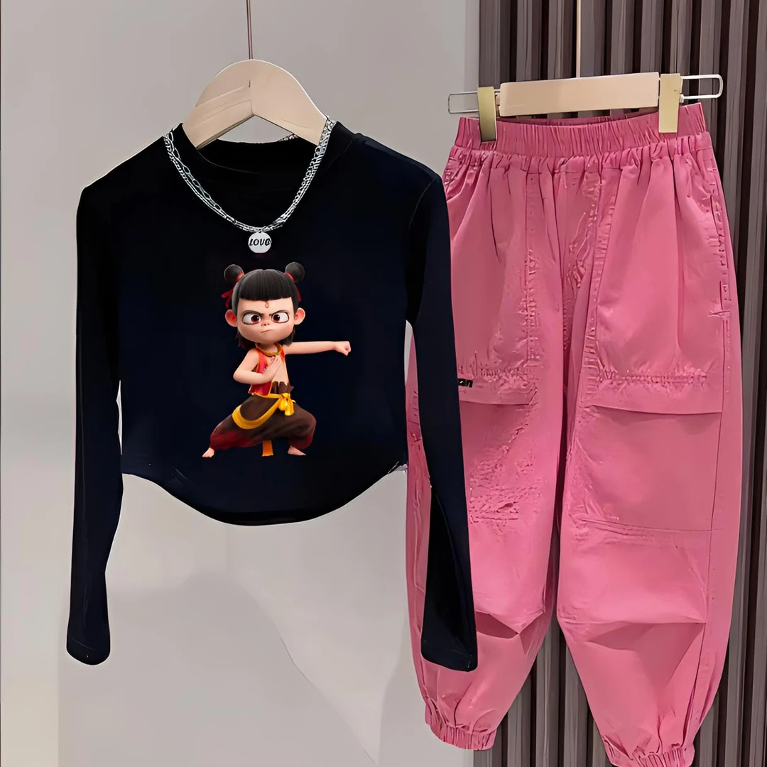 哪吒套装儿童衣服新款长袖春秋季洋气童装休闲运动打底炸街潮牌服