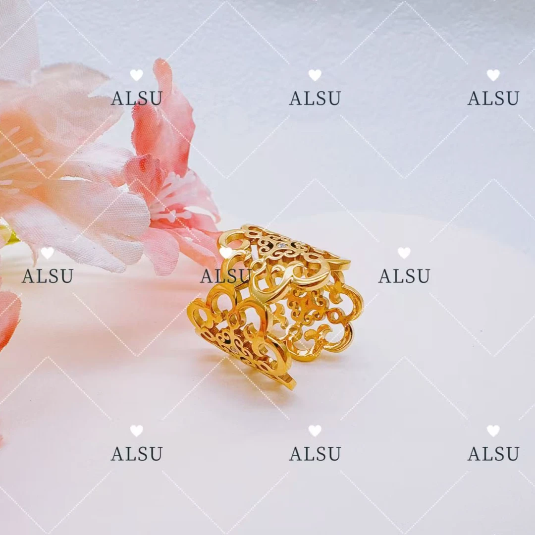合金锆石戒指 ALSU原创经典民族风宽时尚轻奢戒指气质优雅法式