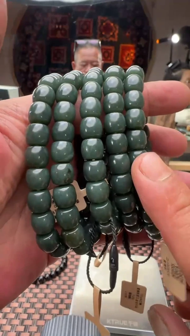 未镶嵌手串和田玉青海青8*9直切手串（多样性发其一）