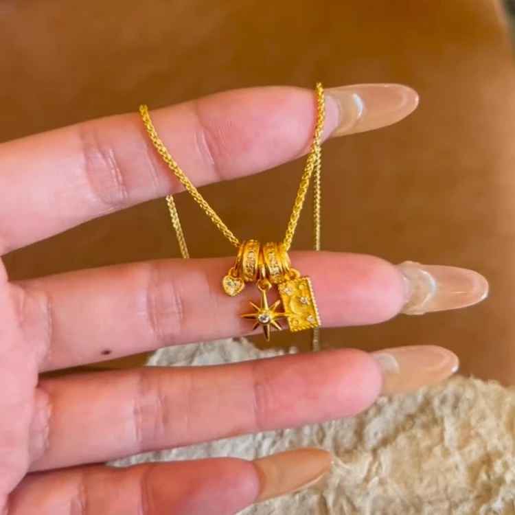 【星月神话】vintager中古太阳花吊坠项链女2025年新锁骨链毛衣链