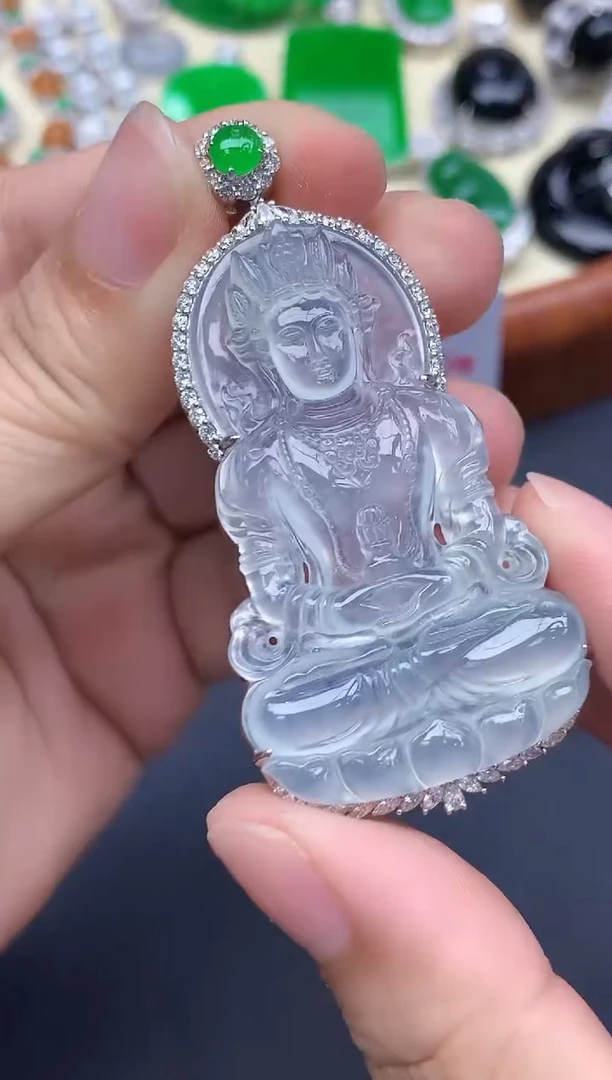 颈饰18K金镶嵌翡翠349-中国好珍宝