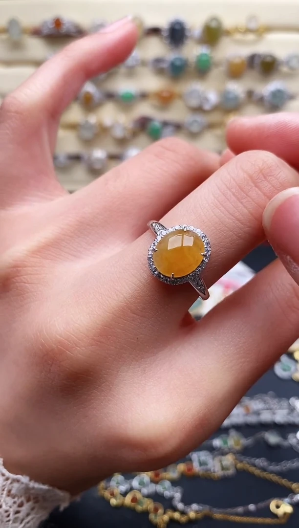 翡翠戒指银S925镶嵌22222222+2