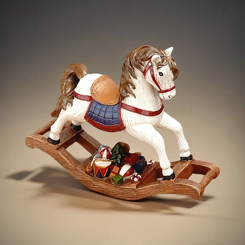 圣诞木马树脂工艺品家居房间圣诞树装饰仿真动物摆件造型材质产品
