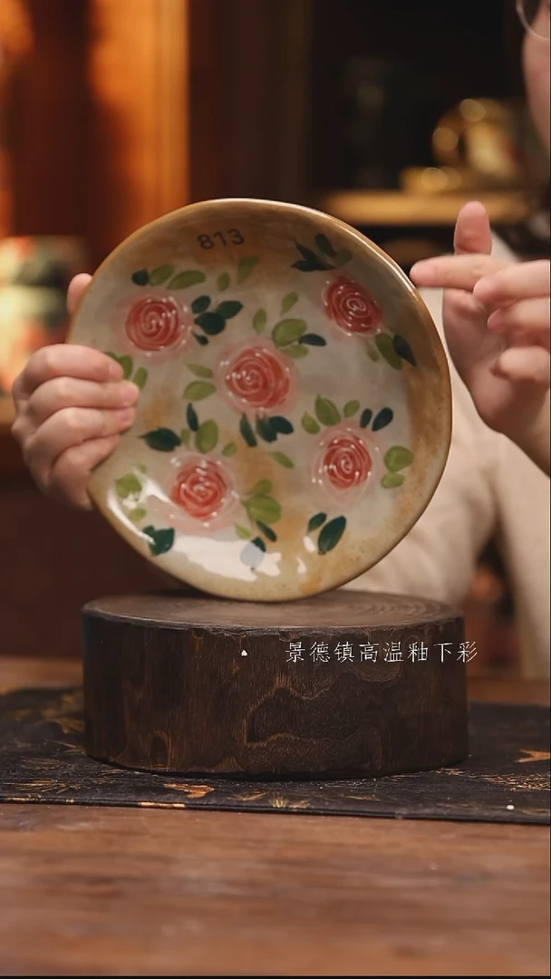 陶瓷景德镇高温釉下手绘陶瓷@L813@