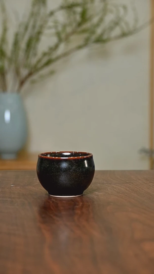 缸杯 矿石釉 微瑕 桑麻款
