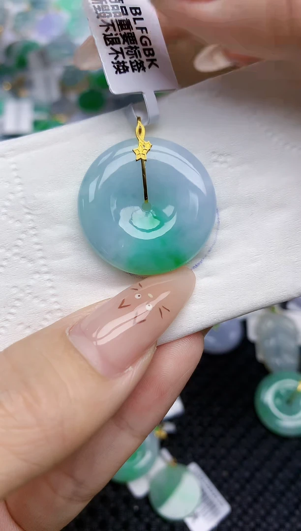 翡翠18K金镶嵌颈饰351   天然翡翠A货