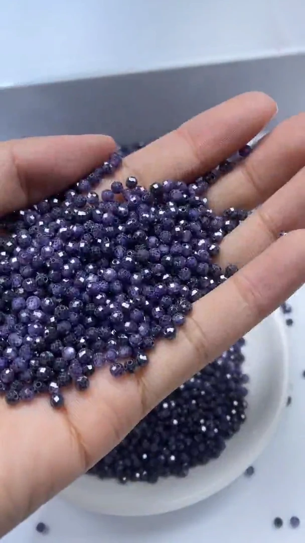 颈饰未镶嵌水晶X310-深紫色碧玺3mm*50颗