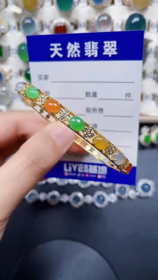 银S925镶嵌手镯翡翠186