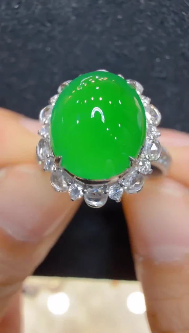 18K金镶嵌戒指翡翠多样性团购发一件