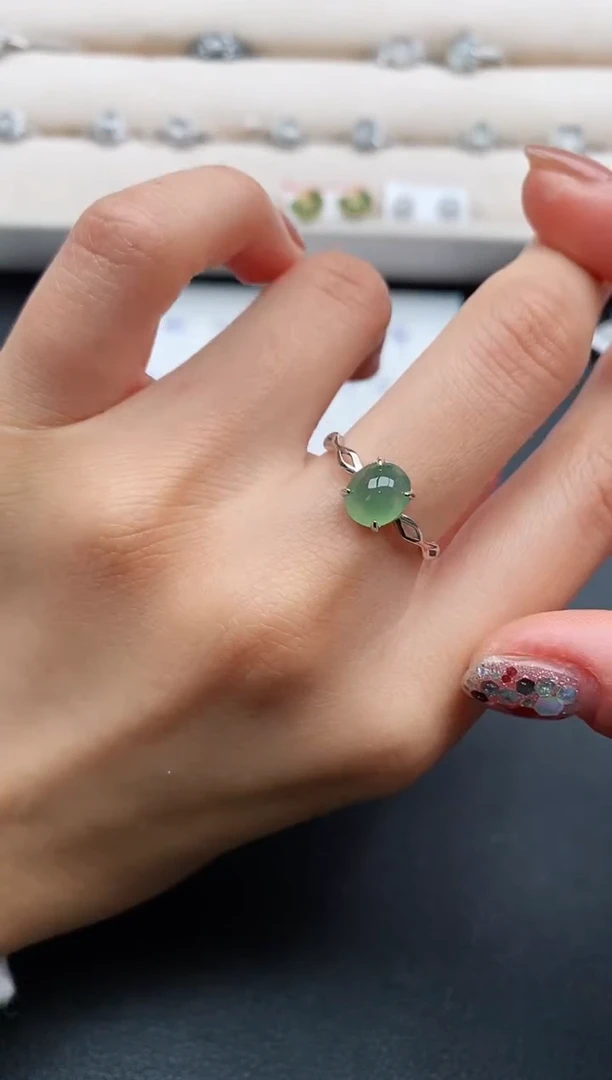 银S925镶嵌戒指翡翠2222222+8